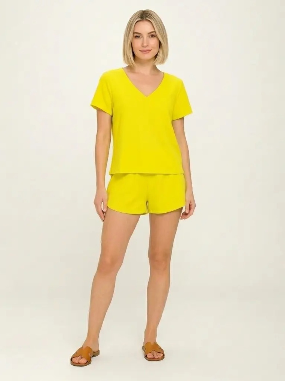 NWT V-Neck Short Sleeve Set in Yellow - Discounted